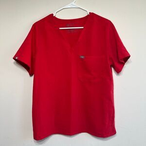 Figs Catarina One Pocket Scrub Top Pop Red Large Women